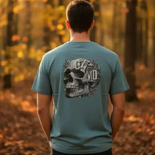 Kurukafa Baskılı Mavi Oversize Tişört