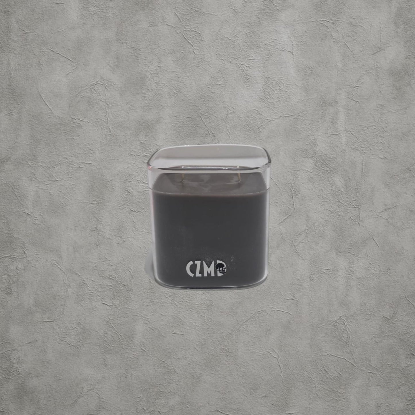 CZMD SkullCube Kurukafa Baskılı Kare Cam Kokulu Mum | %100 Soya Wax