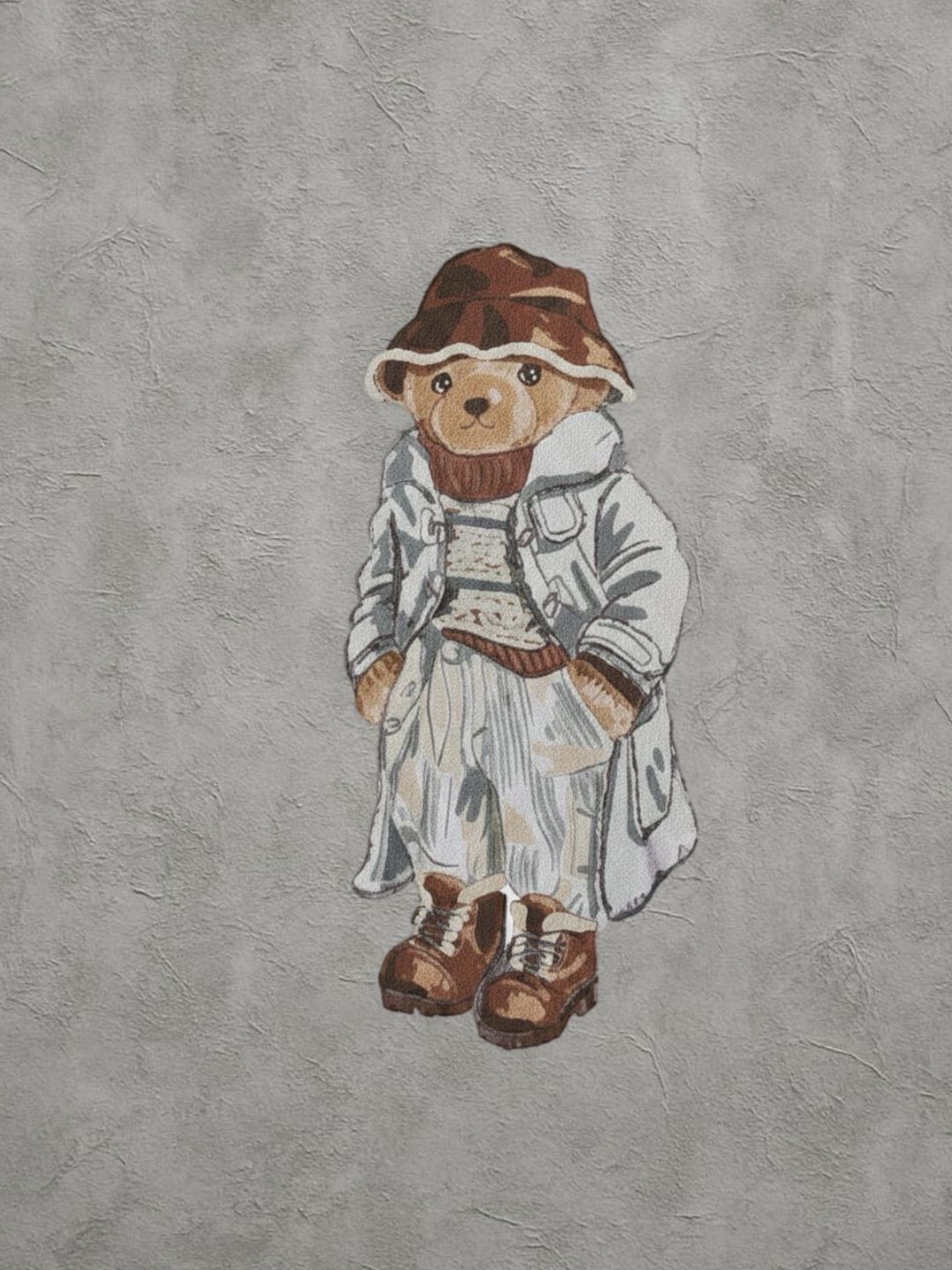 Şapkalı Ayı Baskılı Yeşil Oversize Sweatshirt