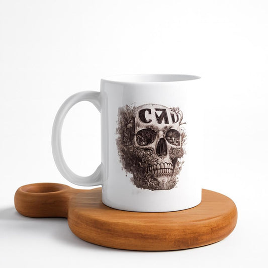Etched Skull Art Porselen Kupa