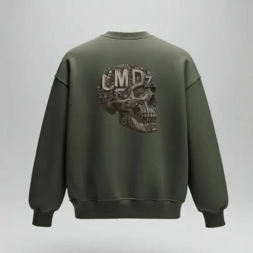 Kurukafa Baskılı Yeşil Oversize Sweatshirt