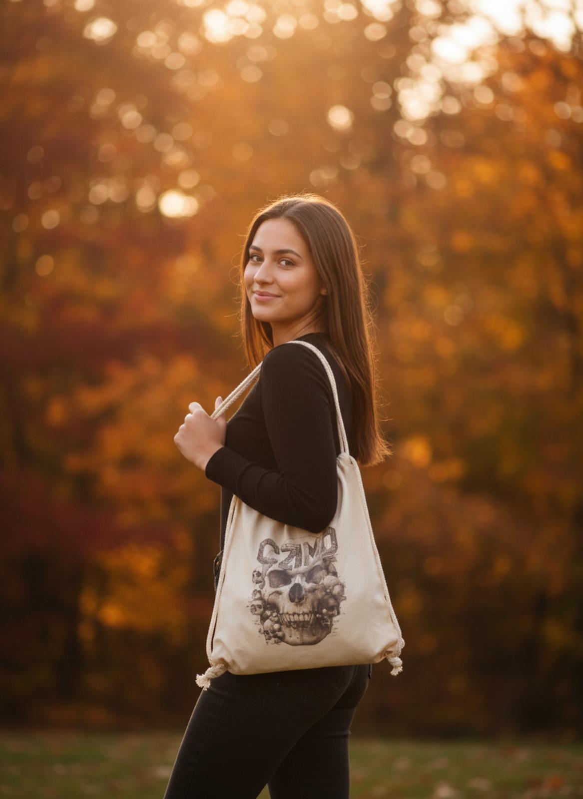 Signature Skull Art Keten İpli Bez Sırt Çantası