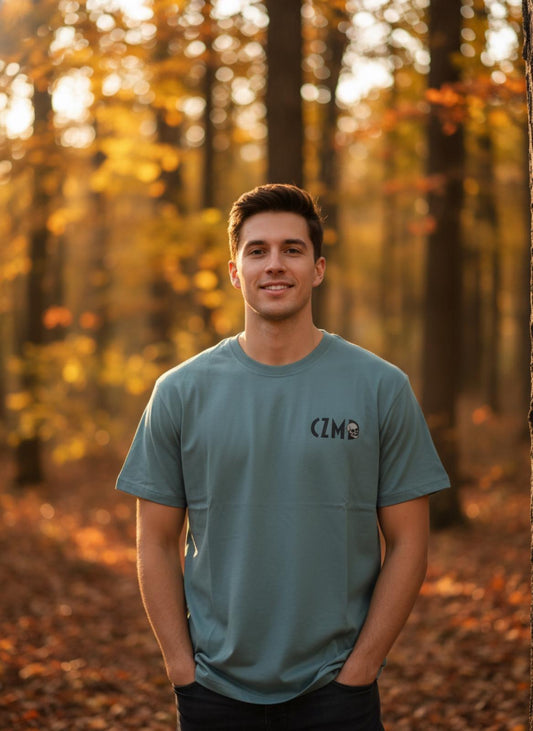 Kurukafa Baskılı Mavi Oversize Tişört