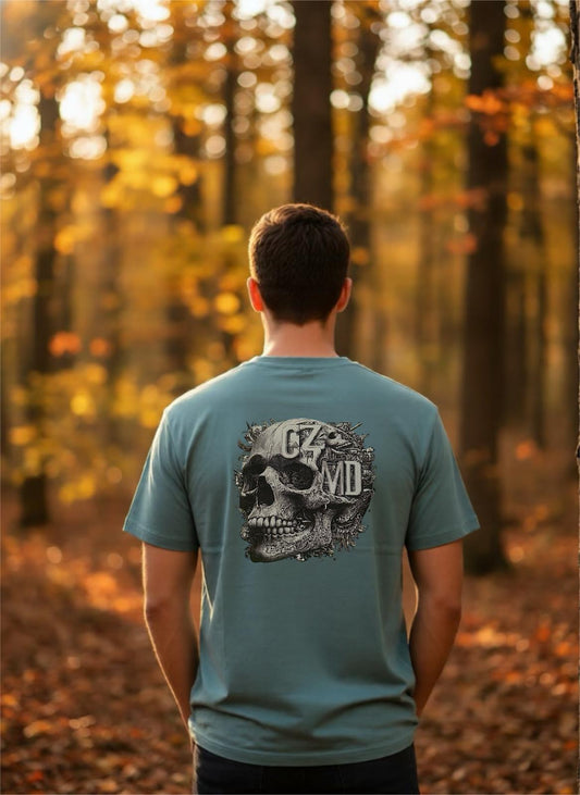 Kurukafa Baskılı Mavi Oversize Tişört