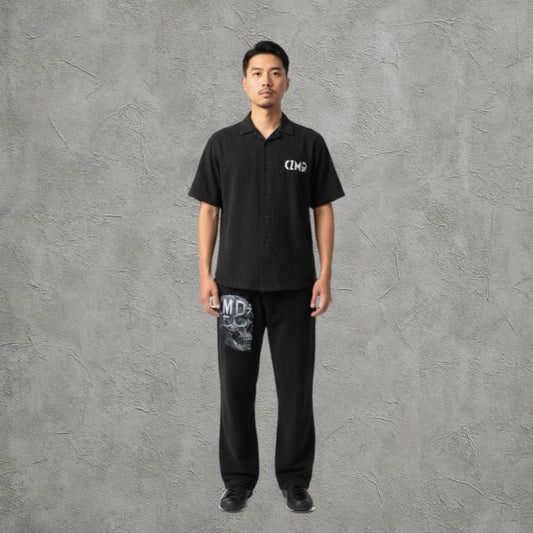 Raw Skull Washed Ash Sport Set – Yarım Kollu Gömlek & Pantolon