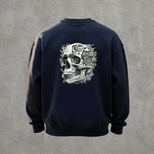 Anatomical Skull – Lacivert Anatomik Kurukafa Baskılı Unisex Sweatshirt