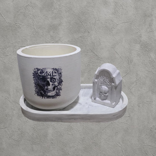 Urban Grave Ritual Set – Kokulu Mum & Taş Kurukafa Biblo