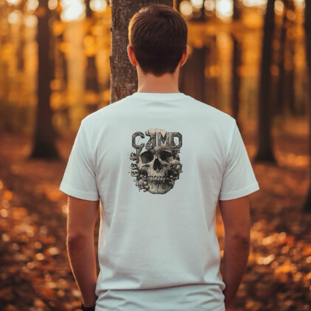 Skull Baskılı Beyaz Tişört