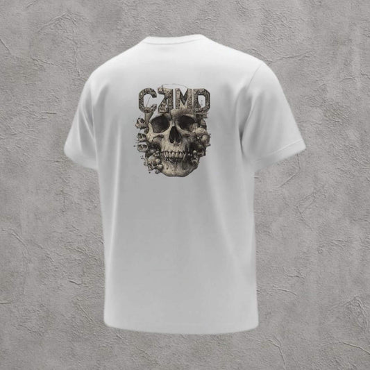 Skull Baskılı Beyaz Tişört