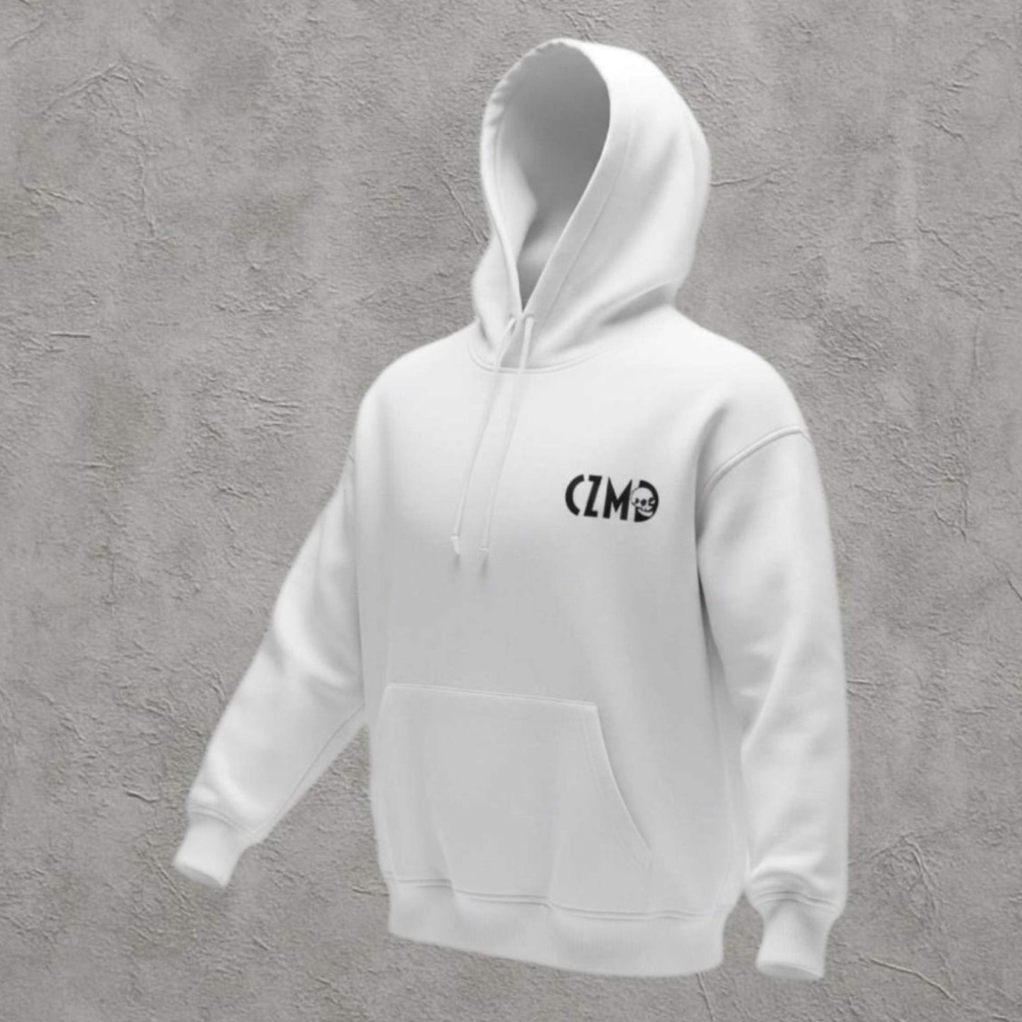 Kurukafa Baskılı Beyaz Kapüşonlu Oversize Hoodie