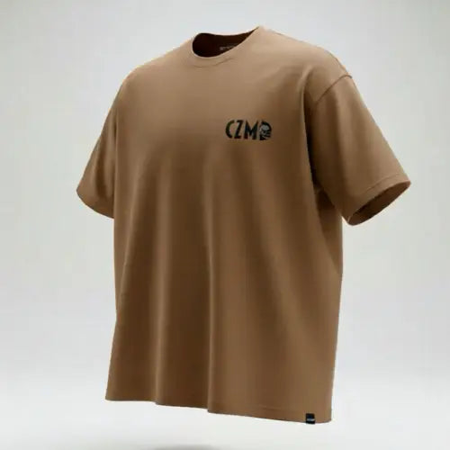 Skull Baskılı Camel Oversize Tişört