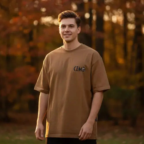 Skull Baskılı Camel Oversize Tişört