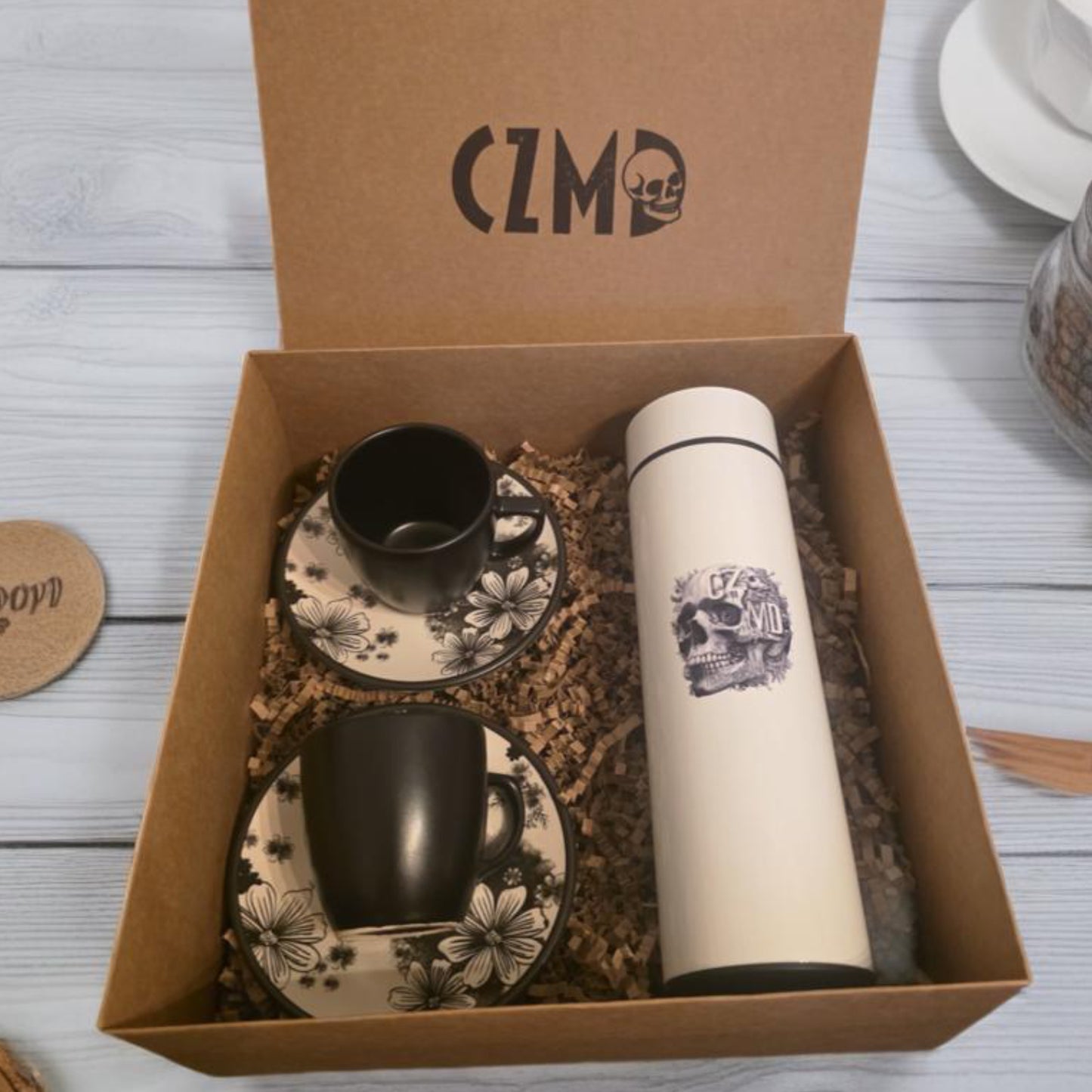 Premium Skull Thermal Coffee Set - Hediye Seti