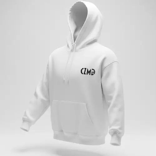 Kurukafa Baskılı Beyaz Kapüşonlu Oversize Hoodie