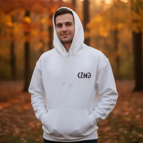 Kurukafa Baskılı Beyaz Kapüşonlu Oversize Hoodie