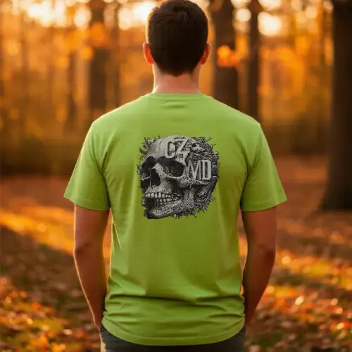 Skull Baskılı Neon Yeşil Oversize Tişört