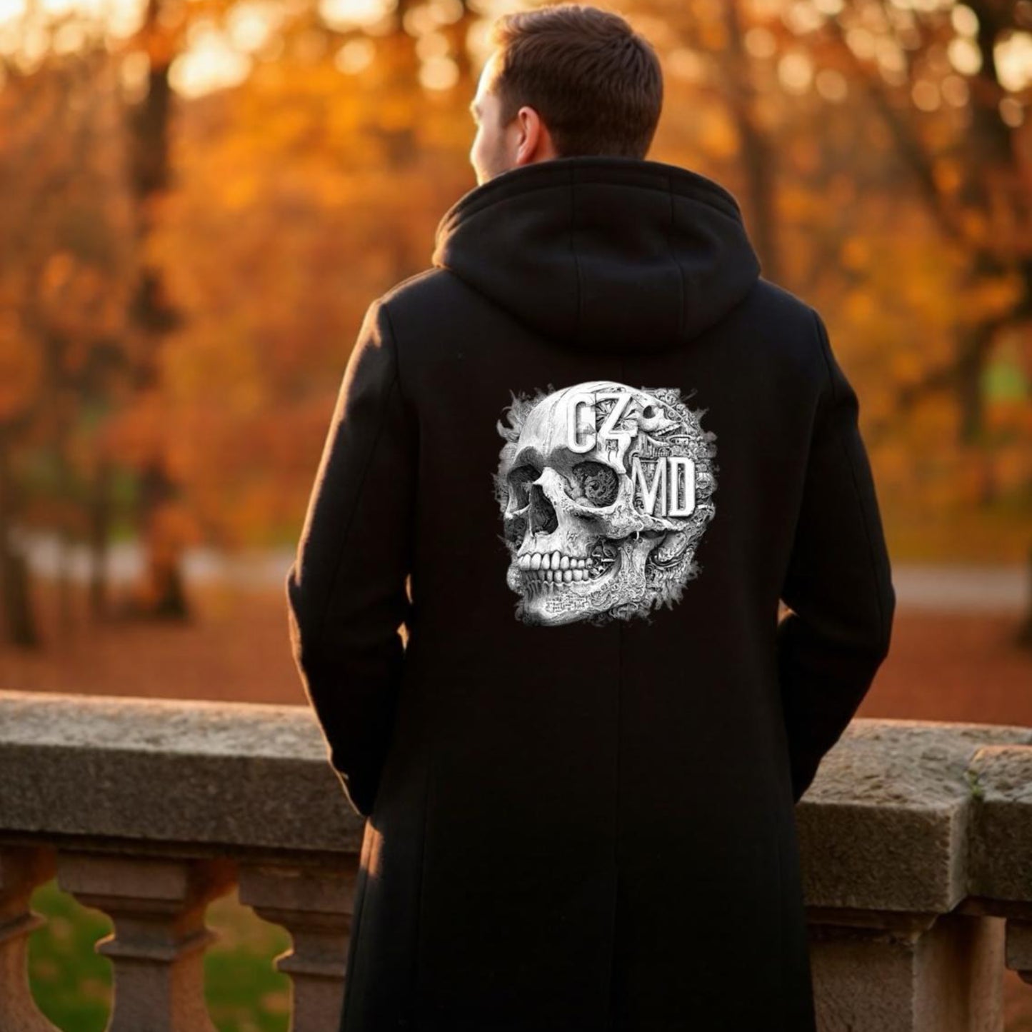 Anatomical Darkwear Poncho – Kurukafa Sırt Baskılı