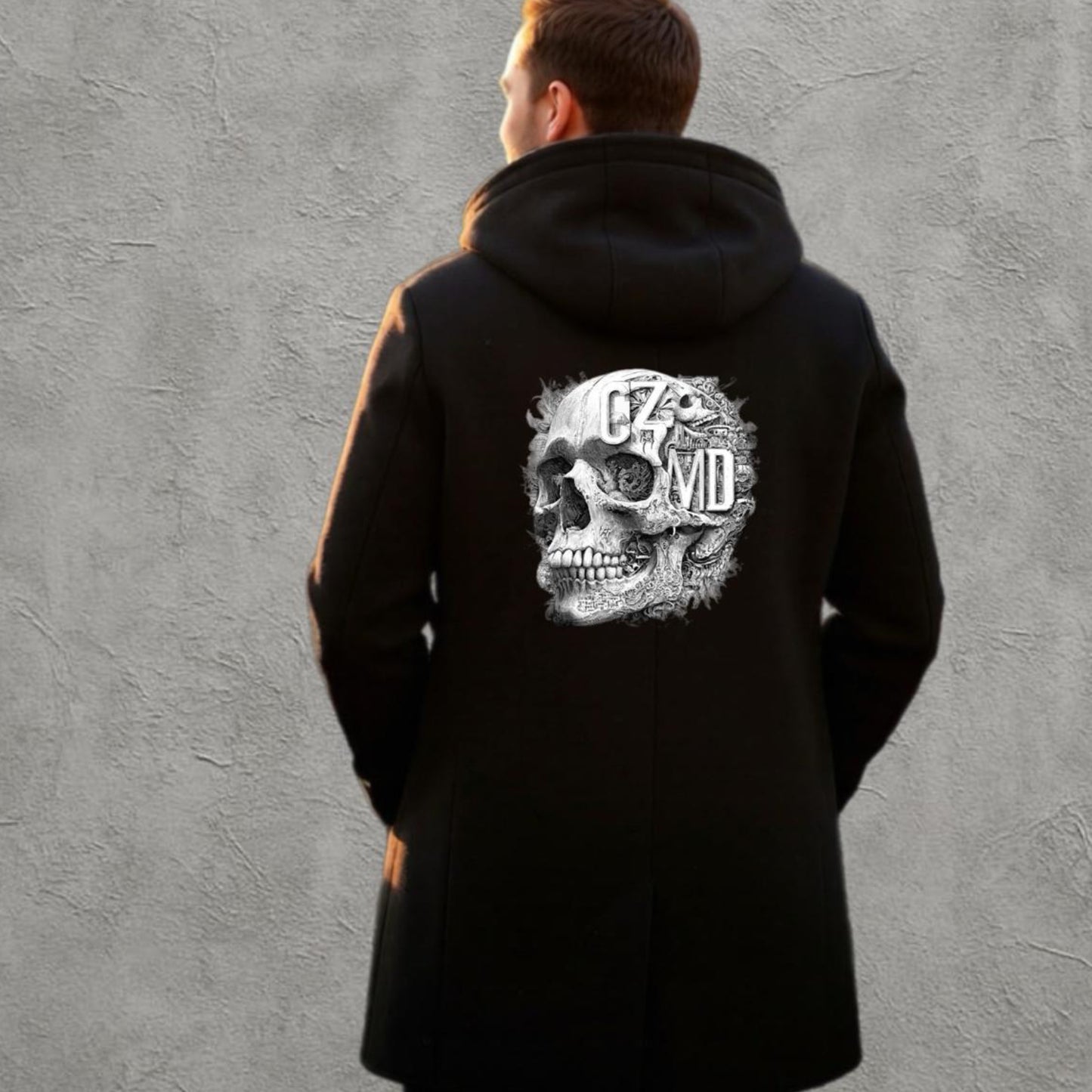 Anatomical Darkwear Poncho – Kurukafa Sırt Baskılı