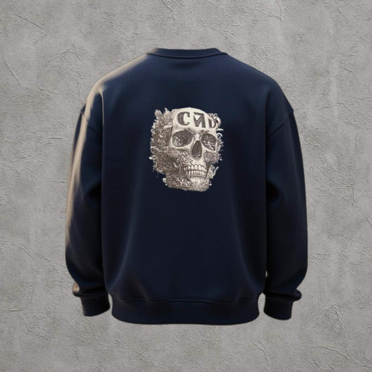 Etched Skull Oversize Şardonlu Sweatshirt