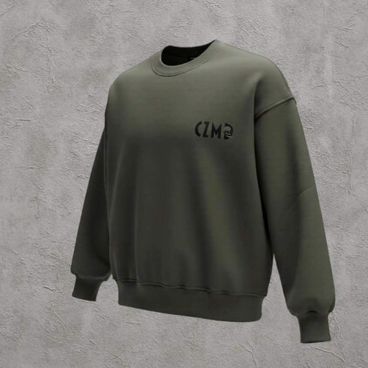 Kurukafa Baskılı Yeşil Oversize Sweatshirt