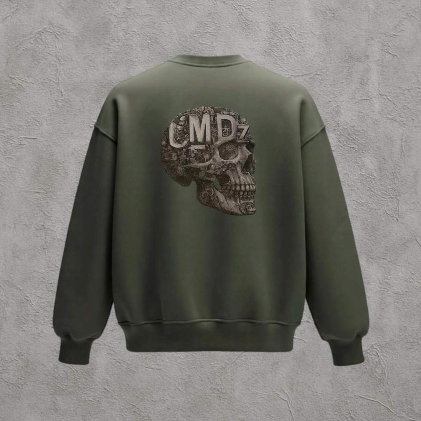 Kurukafa Baskılı Yeşil Oversize Sweatshirt