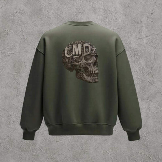 Kurukafa Baskılı Yeşil Oversize Sweatshirt